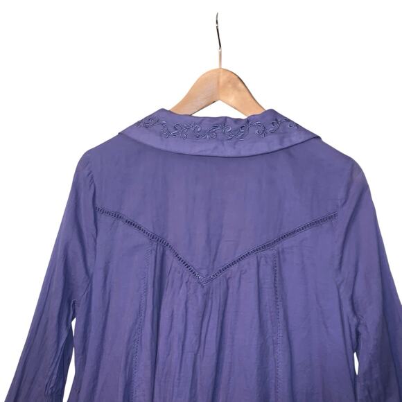 Free People Embroidered Bohemian Western Babydoll Mini Dress Periwinkle Sz M - Picture 11 of 13